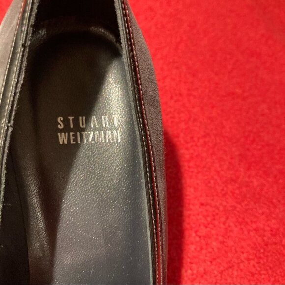 STUART WEITZMAN Sz 10 Suede & Patent Leather with  Buckle Pointy Toe Pumps - Picture 2 of 8